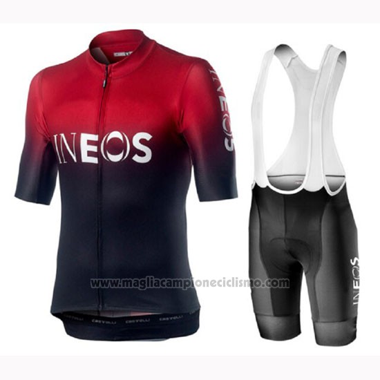 2019 Abbigliamento Ciclismo Castelli Ineos Nero Rosso Manica Corta e Salopette